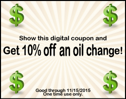10% off an oil change!
